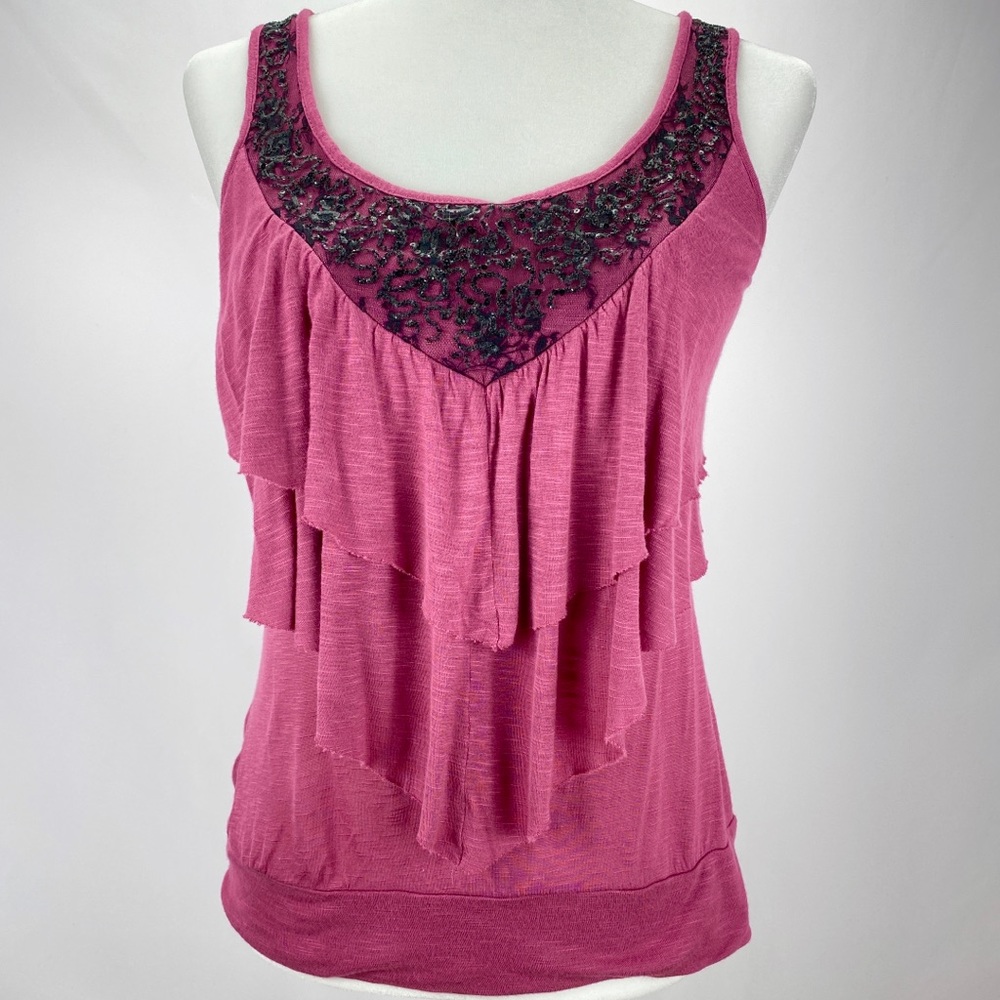 Wet Seal- Ruffled Sequin Tank Top